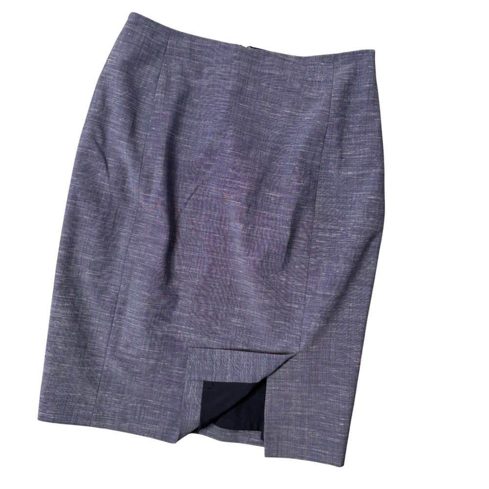 Antonio Melani Blue Wool Blend Slub‎ Pencil Skirt Size 6 Lined Career Office